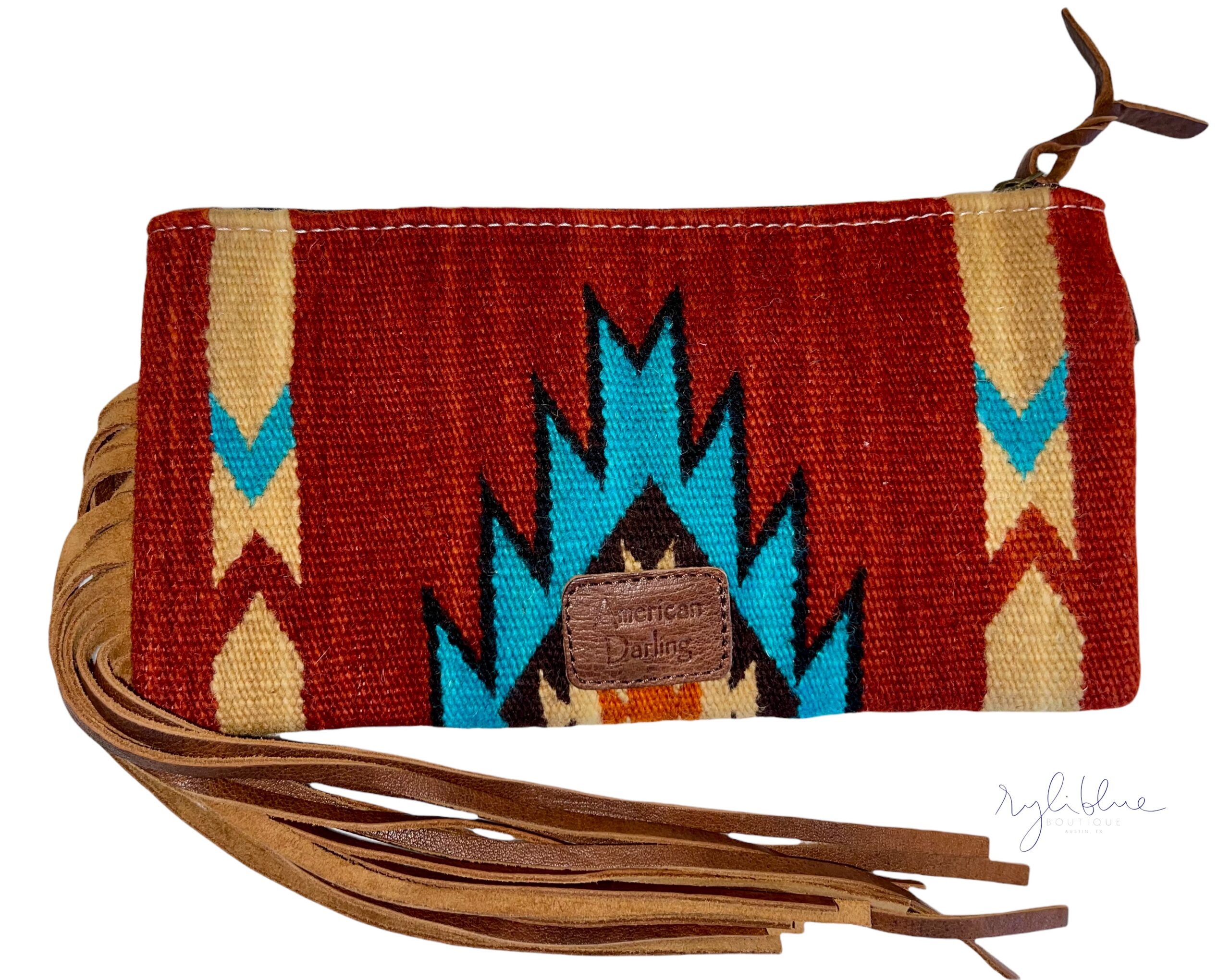 Beautiful Sarape & Leather Up-Cycled Louis Vuitton Clutch with